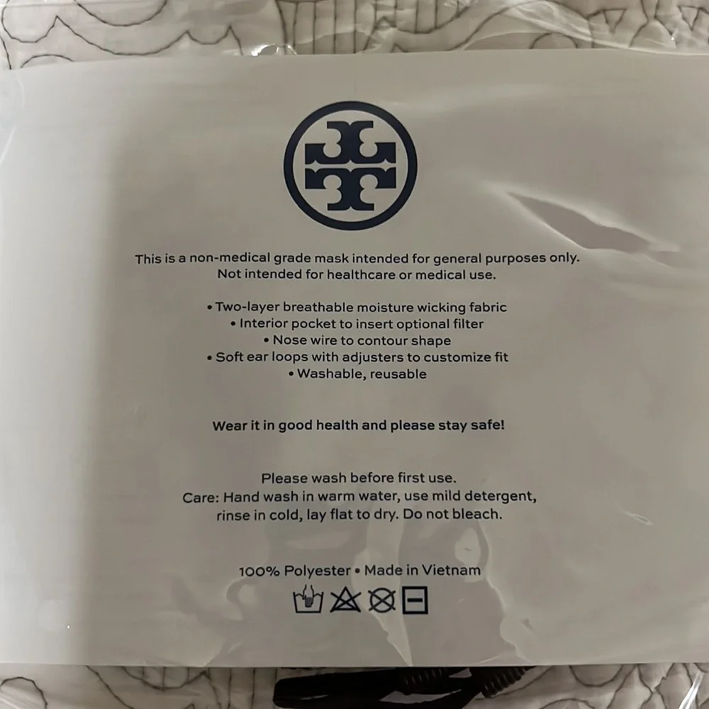 Tory Burch floral design face mask New in package